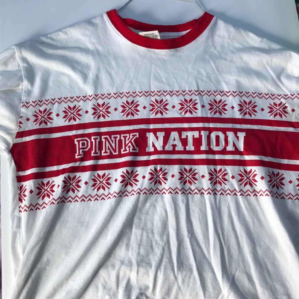 Pink nation long sleeve Christmas shirt xs